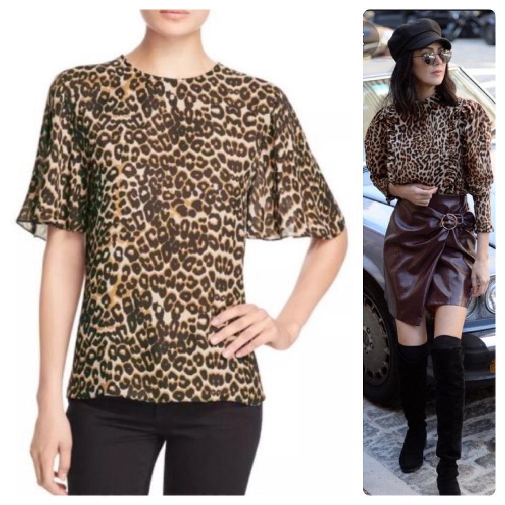 Rebecca Minkoff Leopard Print Flutter Sleeve - image 1